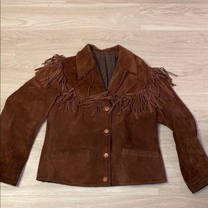 Vintage suede leather front jacket